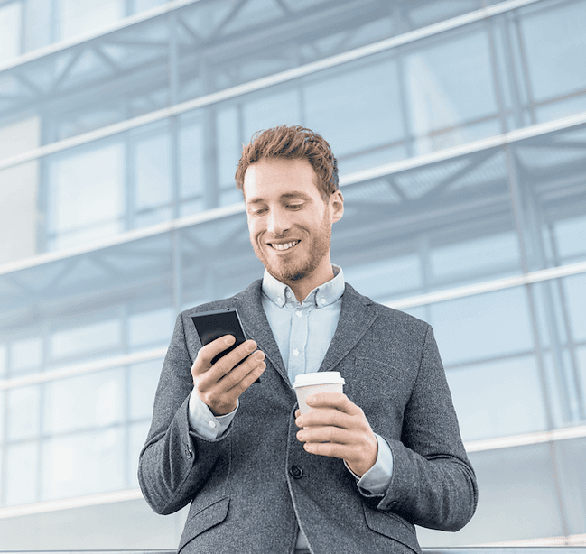 A business owner completing account onboarding on a phone