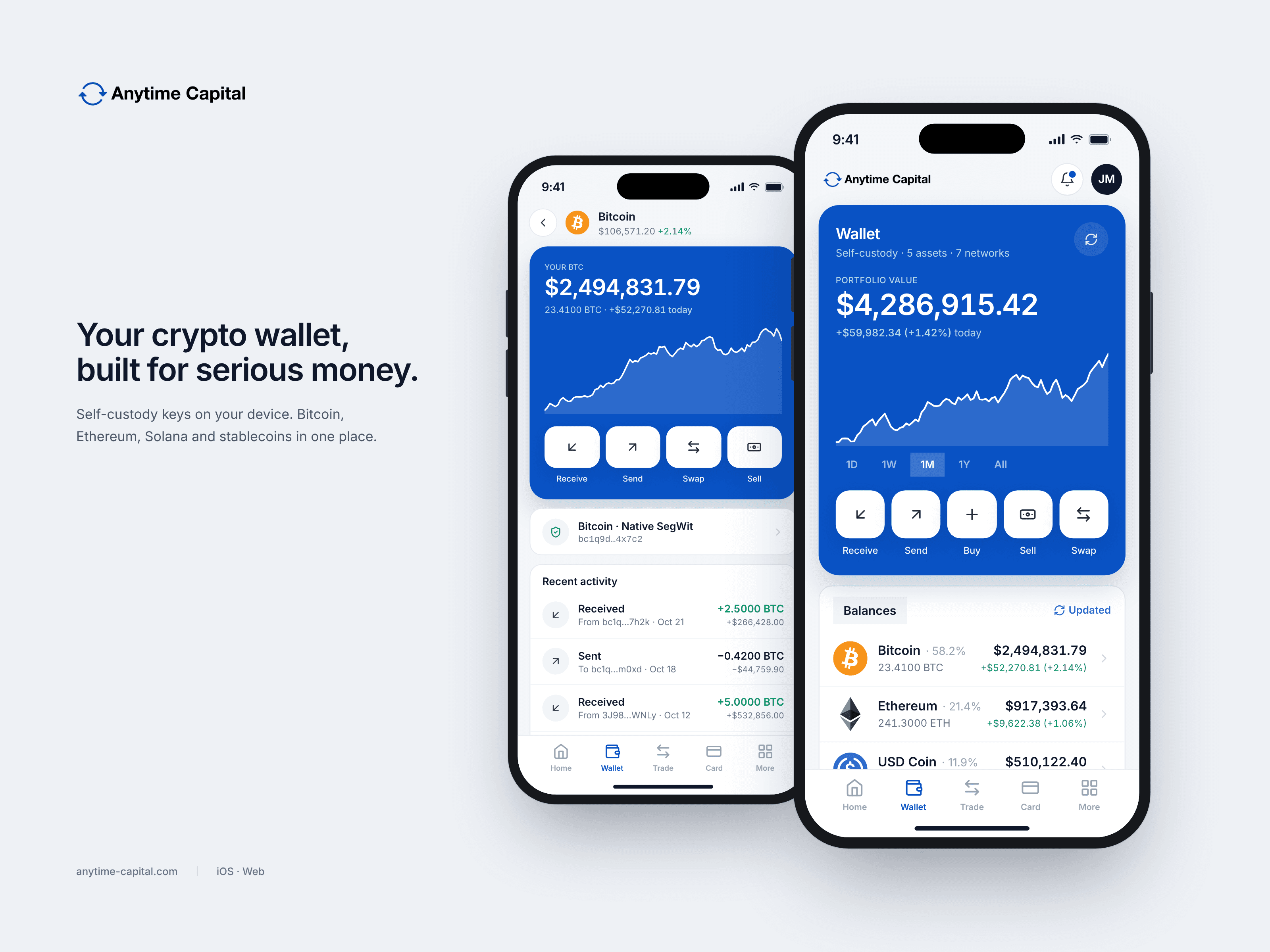 Mobile app — crypto wallet (light)
